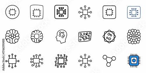 Explore diverse chip designs for innovative technology projects, featuring circuit board icons and creative tech solutions in this modern graphic collection