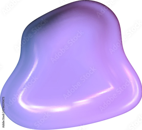 Isolated 3D blob in chrome tone with liquid shine. Abstract Y2K form and glossy 3D chrome surface create a smooth liquid blob design.