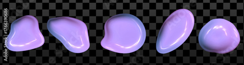 Shiny chrome 3D blob with soft liquid glow. Abstract Y2K bubble form merges metallic chrome tone and dreamy liquid blob texture.