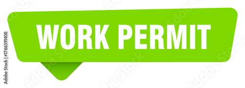work permit green sign isolated on transpatent background. work permit sticker