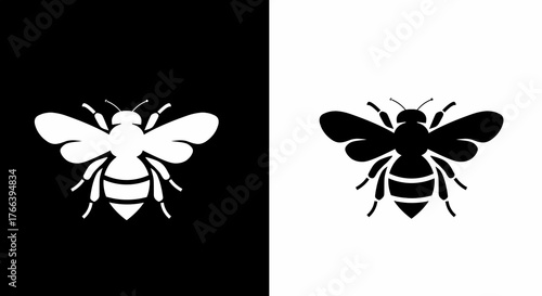 Bee Silhouette Monochrome Graphic Design Element for Symbol or Logo