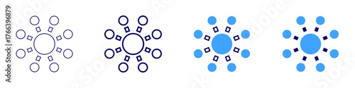 Connect API icon in 4 different styles. Thin Line, Line, Bold Line, Duotone. Duotone style. Editable stroke