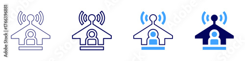 Connect automation icon in 4 different styles. Thin Line, Line, Bold Line, Duotone. Duotone style. Editable stroke