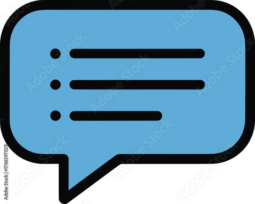 Message Bubble with List Icon_Modern Flat Design_Minimalist_Chat Dialogue Box_Vector