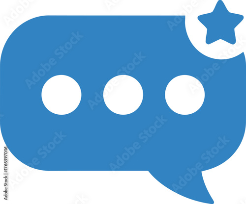 Speech Bubble with Star Notification Indicator Blue Icon Message Dialog Popup