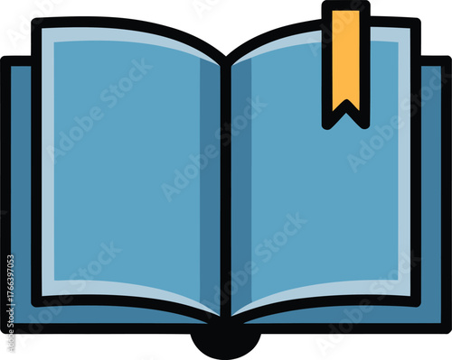 Blue Book with Bookmark on Transparent Background for Education and Reading Concepts