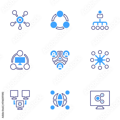 Connect icon set. Bold line style. Duotone colors. Editable stroke. connection, influence, connect, network