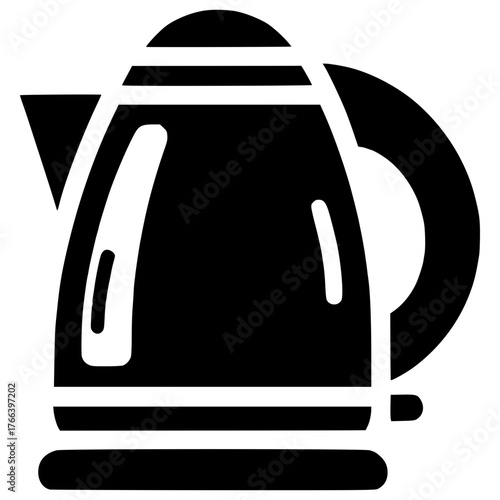 electric kettle black vector icon with transparent background 