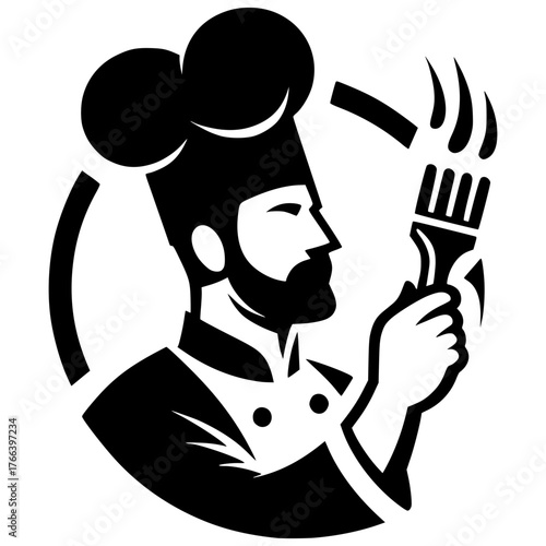 chef logo or icon. labels for the menu of restaurant or cafe. vector symbol isolated on white background