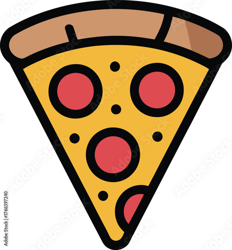 Classic Pepperoni Pizza Slice Vector Illustration Features Culinary Iconography for Gastronomy Lovers