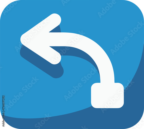 Arrow Left Turn Rounded Square Icon Back Navigation Symbol Illustration