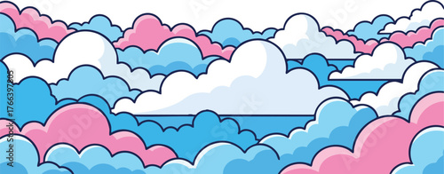 Pixel Art Clouds in Soft Pink and Blue Tones Abstract Sky Background