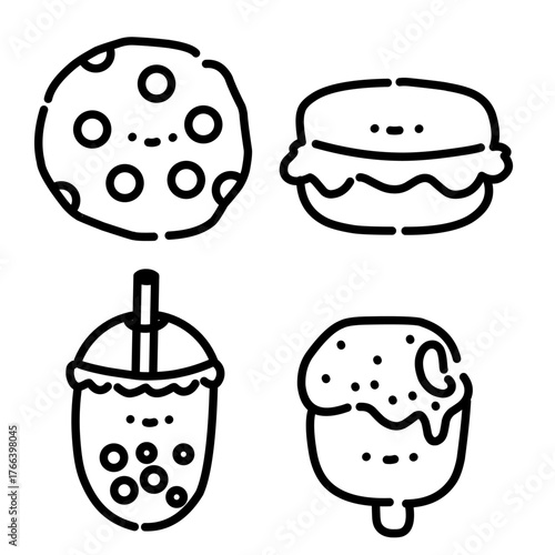 set of icons of food