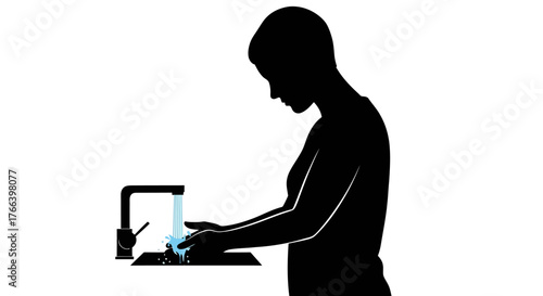 Personal hygiene concept clean hands under running water from modern faucet promoting health and wellness