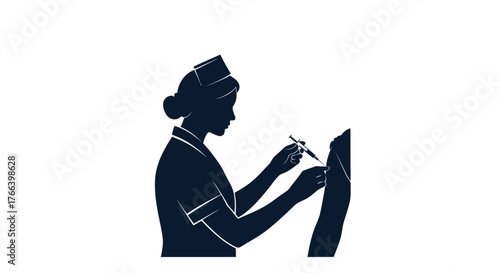 Caring nurse administering vaccine with syringe, promoting health and wellness in medical care