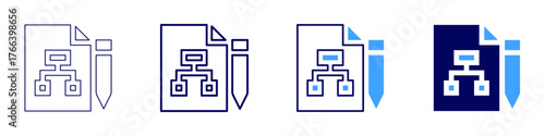Project checklist icon in 4 different styles. Thin Line, Line, Bold Line, Duotone. Duotone style. Editable stroke