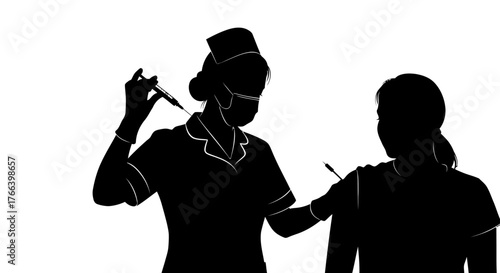 Caring nurse administering vital vaccination with syringe, promoting health and wellness in a modern medical setting