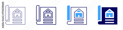 Project concept icon in 4 different styles. Thin Line, Line, Bold Line, Duotone. Duotone style. Editable stroke