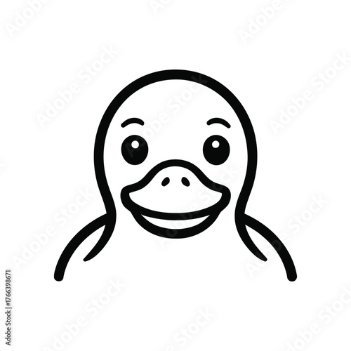 Charming cartoon platypus face simple line art cute animal head adorable creature icon