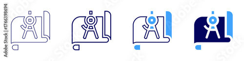 Project design icon in 4 different styles. Thin Line, Line, Bold Line, Duotone. Duotone style. Editable stroke