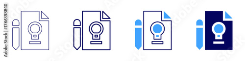 Project ideas icon in 4 different styles. Thin Line, Line, Bold Line, Duotone. Duotone style. Editable stroke