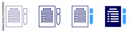 Project submission icon in 4 different styles. Thin Line, Line, Bold Line, Duotone. Duotone style. Editable stroke