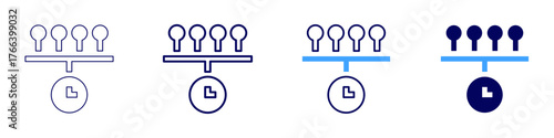 Project timeline icon in 4 different styles. Thin Line, Line, Bold Line, Duotone. Duotone style. Editable stroke