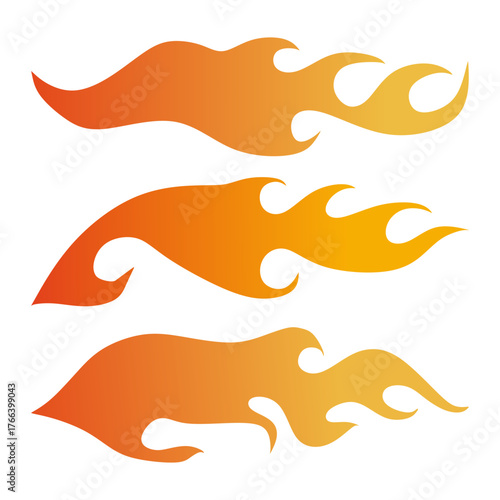 Racing flame illustration featuring hot speed fire designs for motorcycles, cars, and sports gear. Tribal-style car stickers with flame designs in vector format. Ideal for use as car stickers