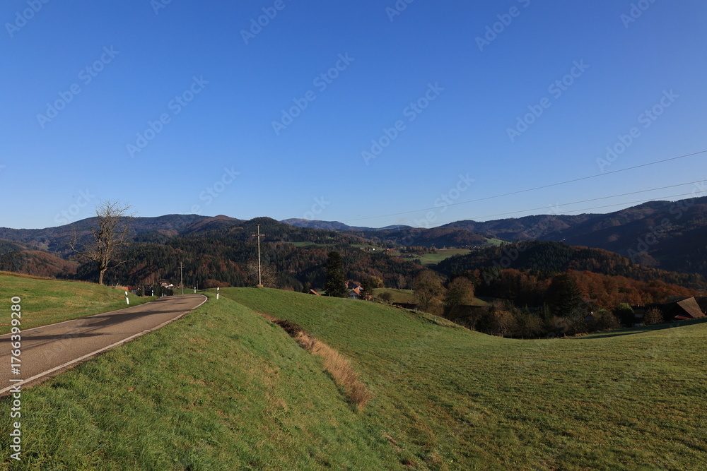 Naklejka premium Sonniger Herbsttag bei Steinen im Hochschwarzwald 