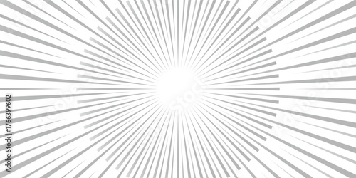 Ray sun light. Sunburst background. Radial circle line. Pattern starburst. Comic beam lines. Sun effect rays. Abstract firework. Concentration stripe. Modern