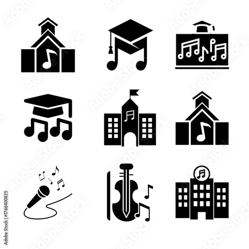 music school icon set
