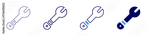 Chain wrench icon in 4 different styles. Thin Line, Line, Bold Line, Duotone. Duotone style. Editable stroke