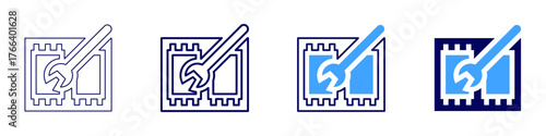 Collaboration tool icon in 4 different styles. Thin Line, Line, Bold Line, Duotone. Duotone style. Editable stroke