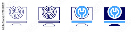 Computer repair icon in 4 different styles. Thin Line, Line, Bold Line, Duotone. Duotone style. Editable stroke