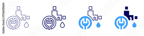 Duct icon in 4 different styles. Thin Line, Line, Bold Line, Duotone. Duotone style. Editable stroke