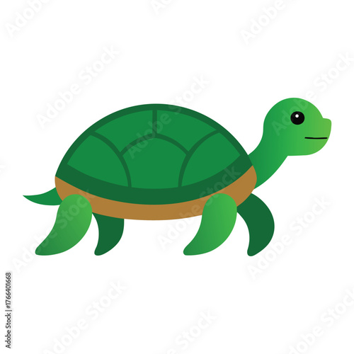 Elegant Turtle Vector Illustration with Detailed Shell and Modern Flat Design