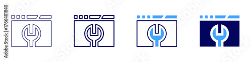 Repair icon in 4 different styles. Thin Line, Line, Bold Line, Duotone. Duotone style. Editable stroke