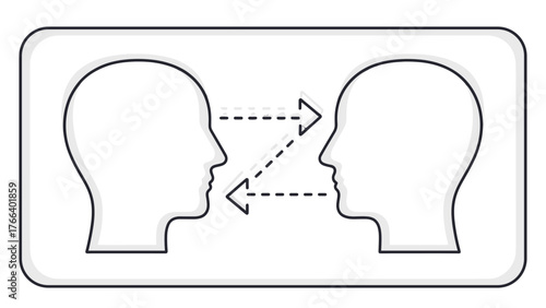 Two heads with arrows indicating communication and connection  