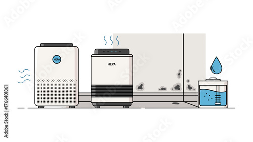 Air purifiers and humidity control system for mold allergy prevention  