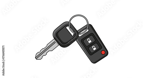Unlock automotive dreams with this sleek car key and remote illustration, perfect for dealership ads and modern transportation designs