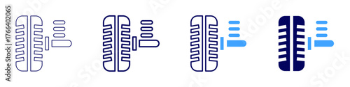 Suspension icon in 4 different styles. Thin Line, Line, Bold Line, Duotone. Duotone style. Editable stroke
