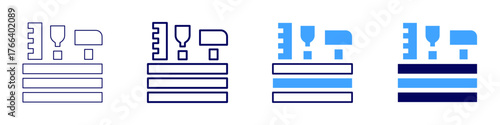 Toolkit icon in 4 different styles. Thin Line, Line, Bold Line, Duotone. Duotone style. Editable stroke