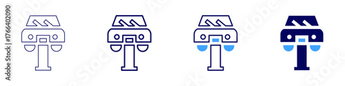 Tire repair icon in 4 different styles. Thin Line, Line, Bold Line, Duotone. Duotone style. Editable stroke