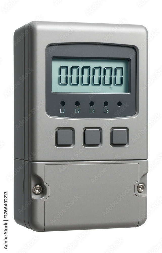 Fototapeta premium Tamper-proof three-phase electricity meter for secure use in shared residences.