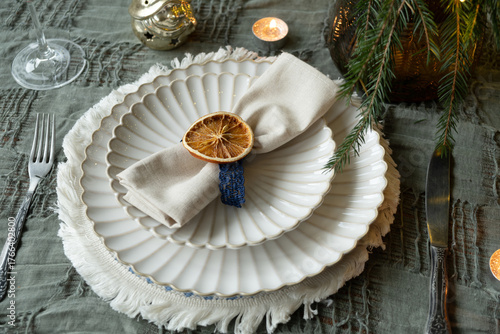 Foto Christmas table setting