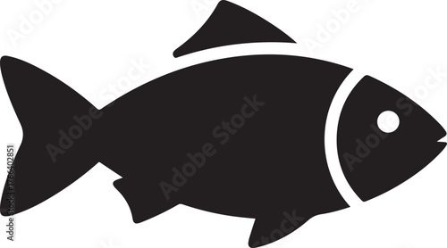 silhouette of a fish with a leaf inside, icon on