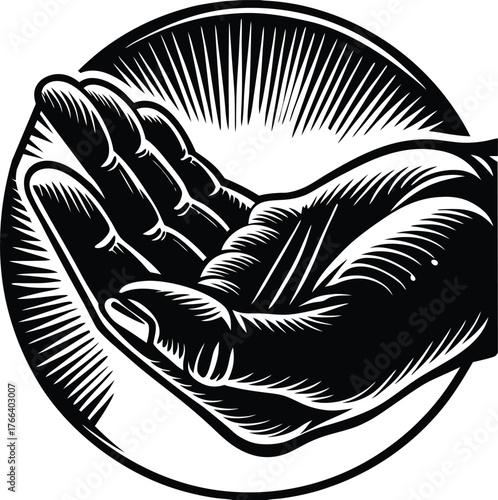 Open hand offering silhouette