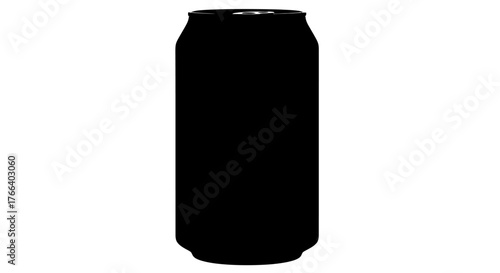 Sleek black beverage can isolated on a clean white background