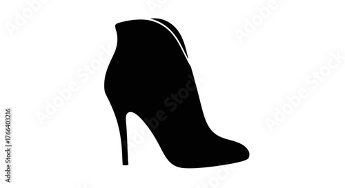 Chic black stiletto ankle boot silhouette on a white background.