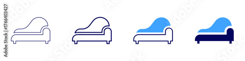 Chaise longue icon in 4 different styles. Thin Line, Line, Bold Line, Duotone. Duotone style. Editable stroke